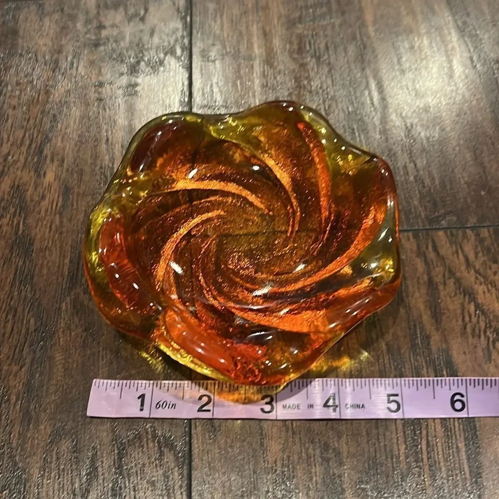 Vintage‎ MCM Amberina Swirl Art Glass Ashtray Candy Trinket Dish